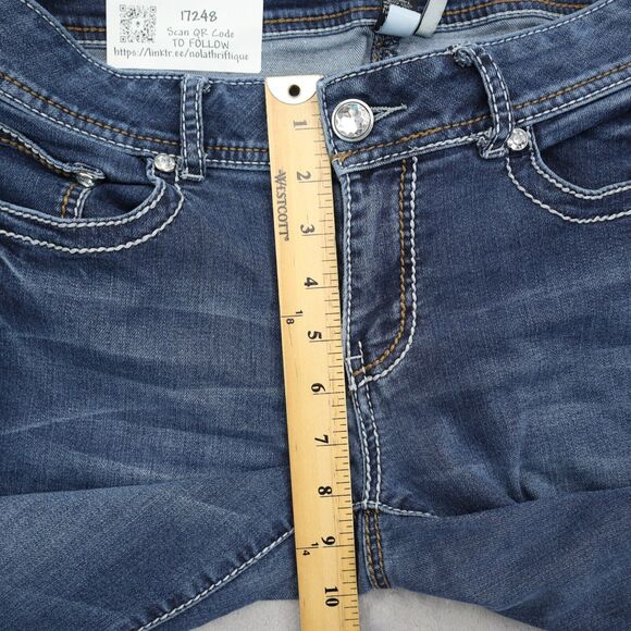 Casual Pants Womens 8 Blue Mid Rise Flat Front 5 Pocket Design Boot Cut Jeans - Picture 6 of 16